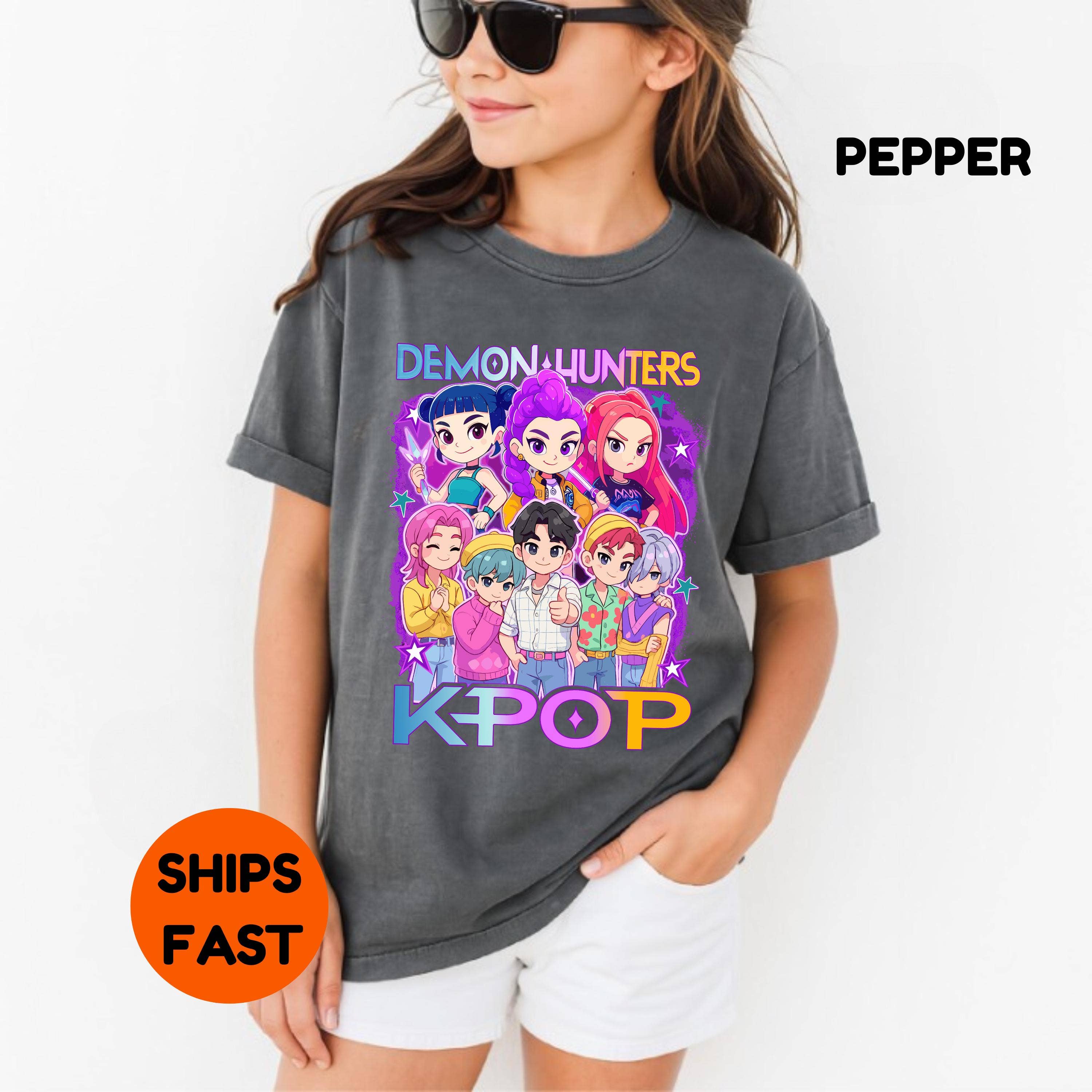 ClevorFit - Wholesale T-Shirt (Graphic) - Unisex - Comfort Colors Demon Hunters Kids Shirt, Demon Hunter Tee5