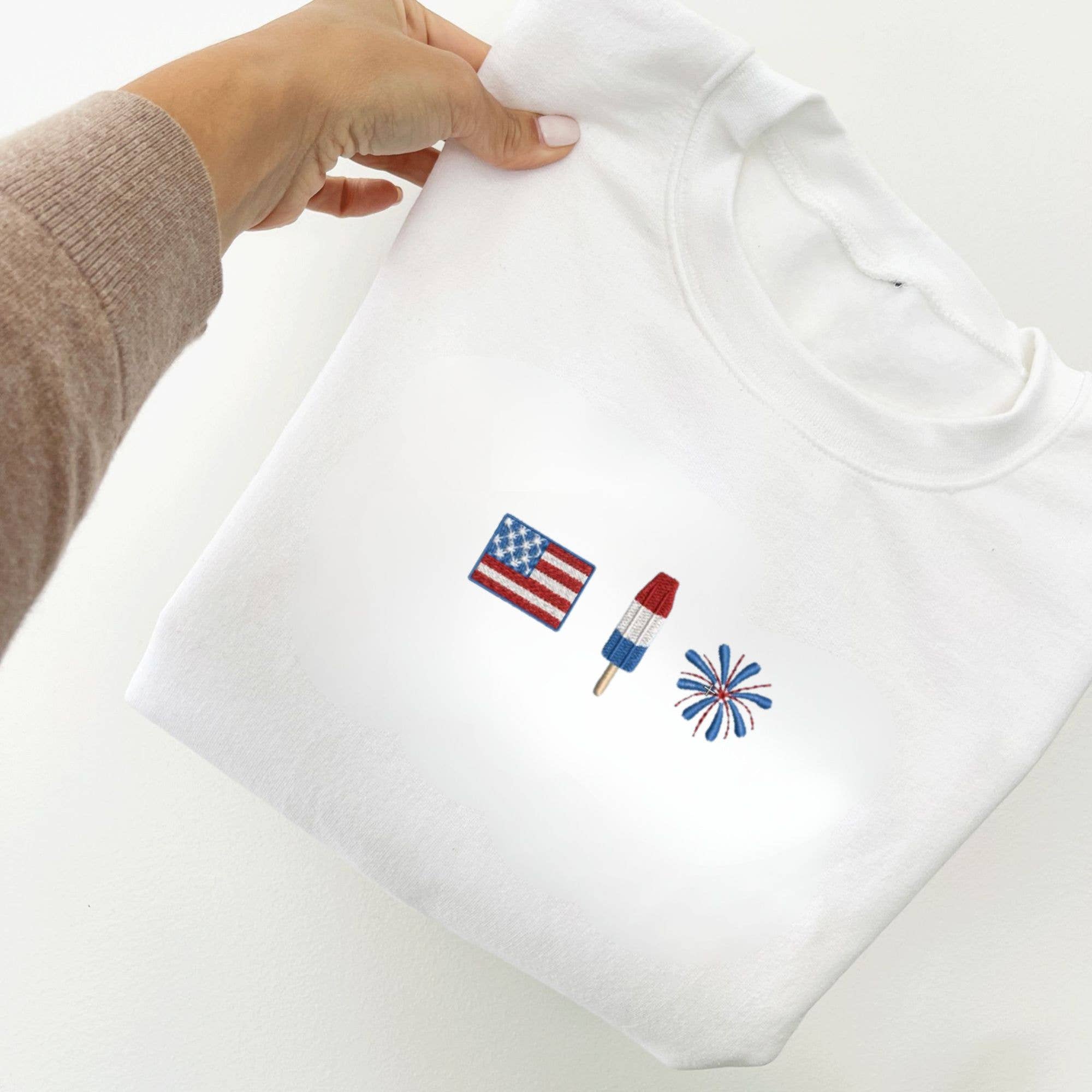 Arden & Gold - Wholesale Sweatshirt - Kids - Kids 4th of July Icons Embroidered Crewneck Sweatshirt 3