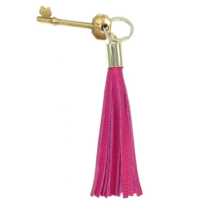 GVG Accessories - Wholesale Sleutelhanger - Dames - Lederen sleutelhanger met kwastje - roze1
