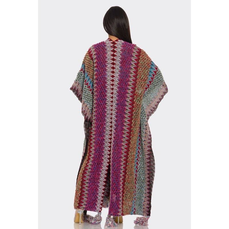 HiteJeans - Vente Cardigan – femme - Cardigan poncho long multicolore12
