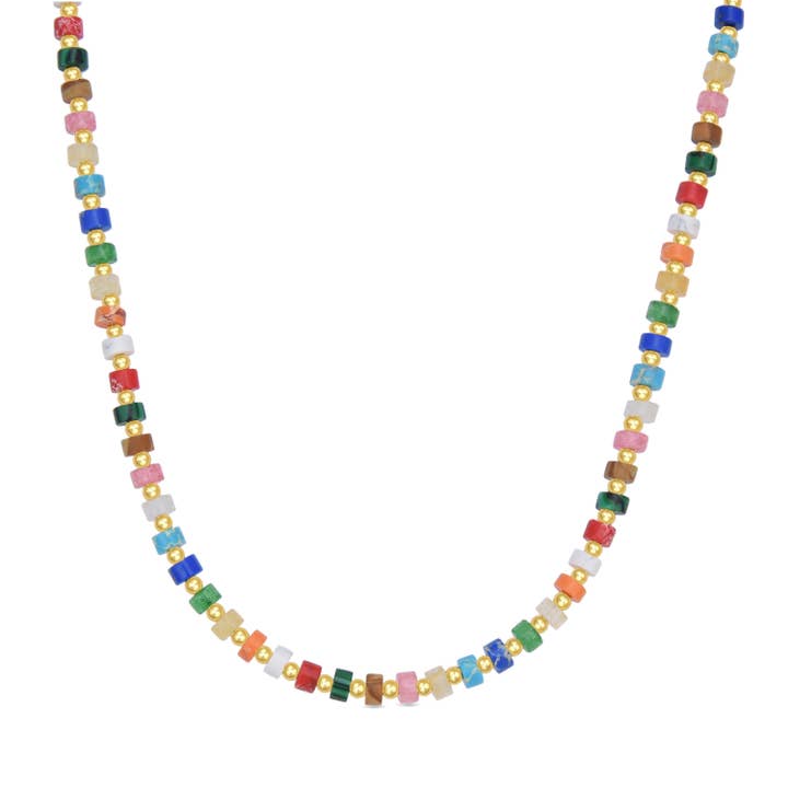 Collier en argent sterling 925 avec cristal multicolore plaqué or jaune 18K - Ihun pour la vente par Luxenter