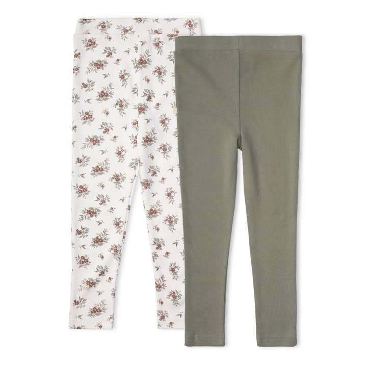 Set di 2 leggings biologici - Bacca invernale + Oliva per la vendita all'ingrosso da parte di Makemake Organics