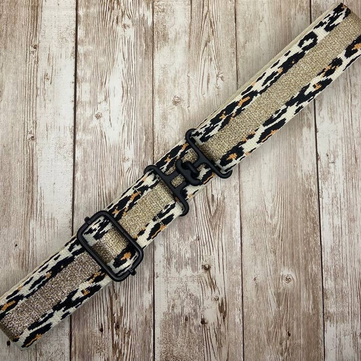 1.5" Equestrian Surcingle Webbed Belt - Cheetah/Gold for wholesale by Benny Bows