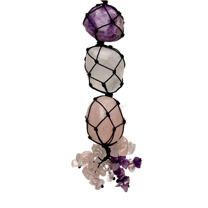 Vives de la Cortada S.L - Wholesale Spiritual Stone/Crystal - Rearview Mirror Accessory with Amethyst, Quartz, and Rose Quartz2