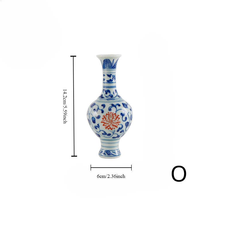 Gohobi （We cover U.S. import duties） - Wholesale Vase - Gohobi Hand-painted Blue and White Porcelain Vase (Red Flowers)14