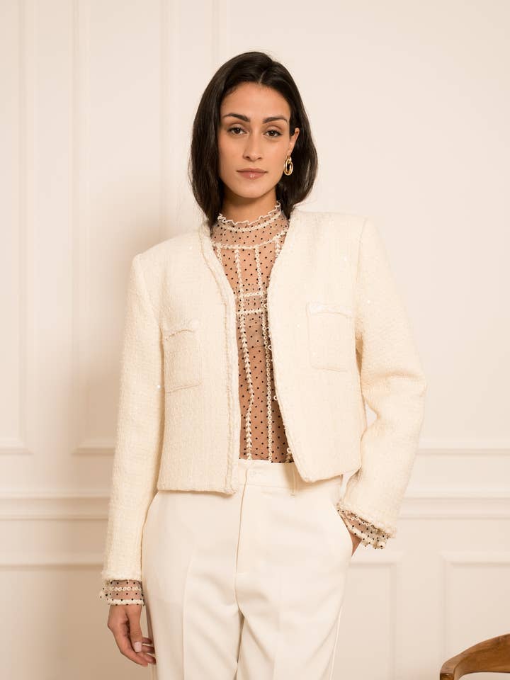 Tweed blazer jacket - CK08562 for wholesale by CHOKLATE PARIS