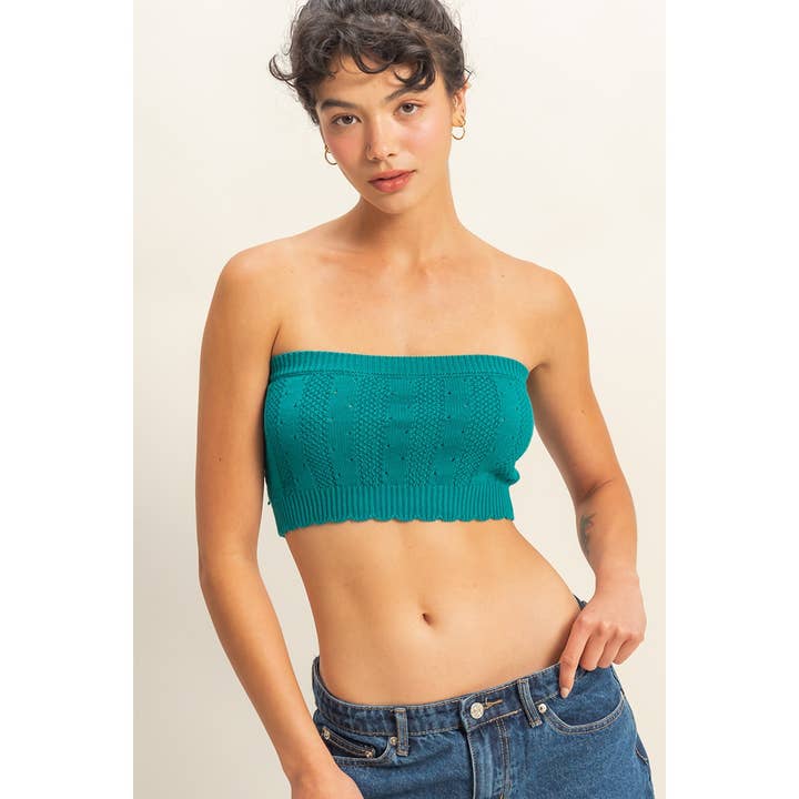 HYFVE - Wholesale Tank Top - Women's - DZ23A821-Strapless Pointelle Crop Top