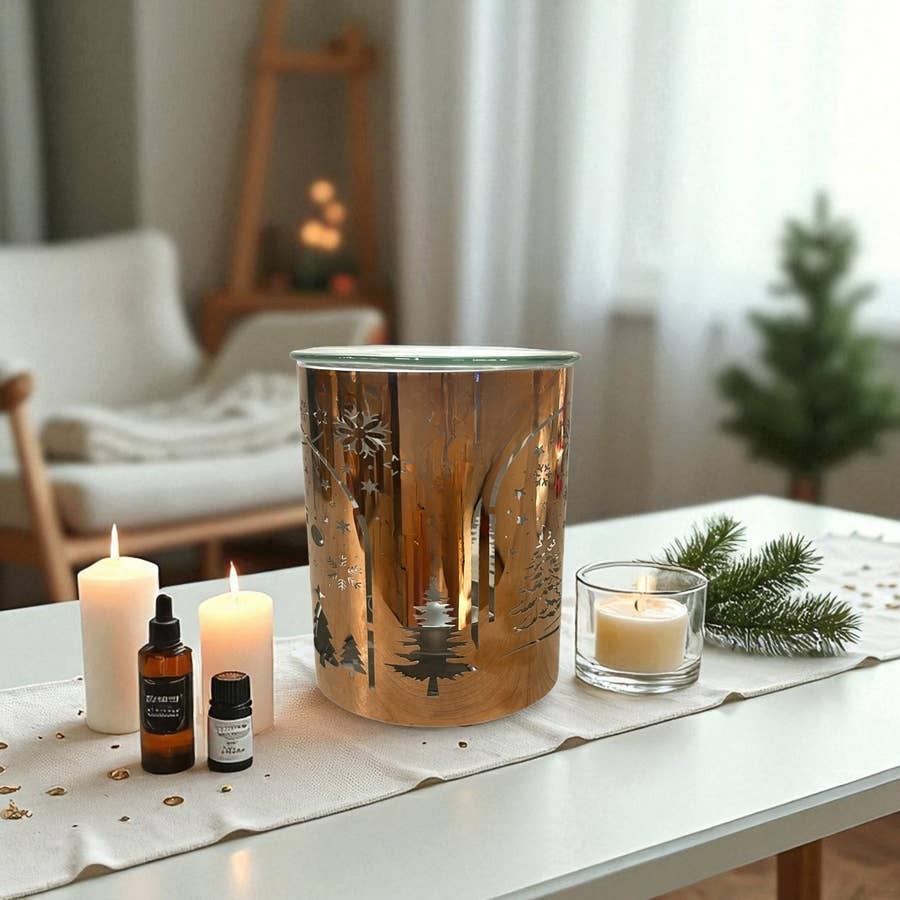 Zen'Arôme - Vendita all'ingrosso Scaldaolio - Brucia-profumo in metallo ramato – Arco di Natale laser5