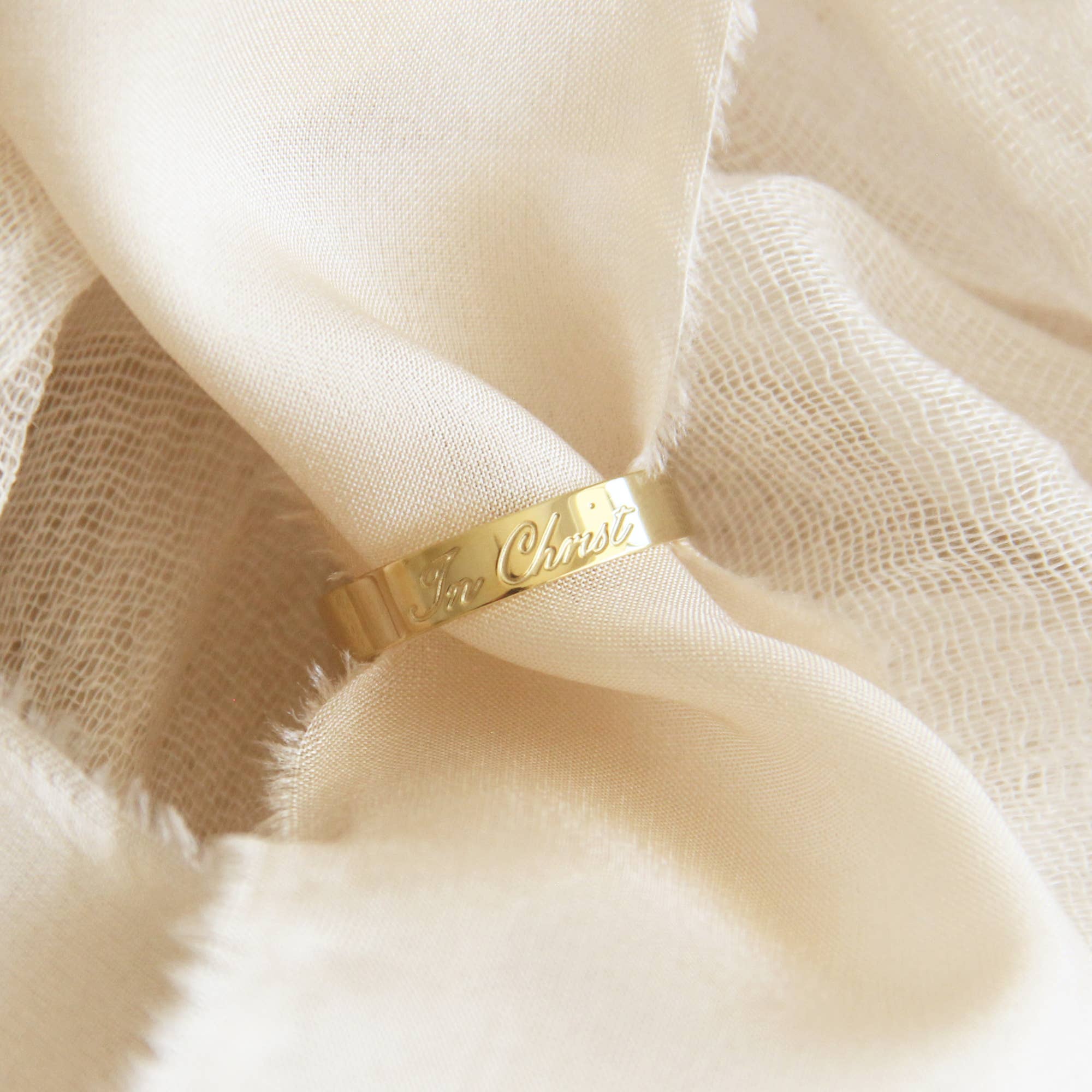 LoveStory Collection - Vendita all'ingrosso Anello midi/a fascia - Anello a fascia In Christ da 4 mm, Galati 3:26, Christian Jewelry