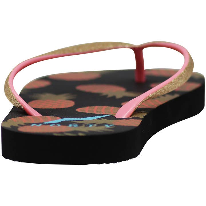 Eastern Off Price - Wholesale Flip Flops – Women’s - Norty Womens Flip Flops Beach 41401 Gold Glitter Pineapple1