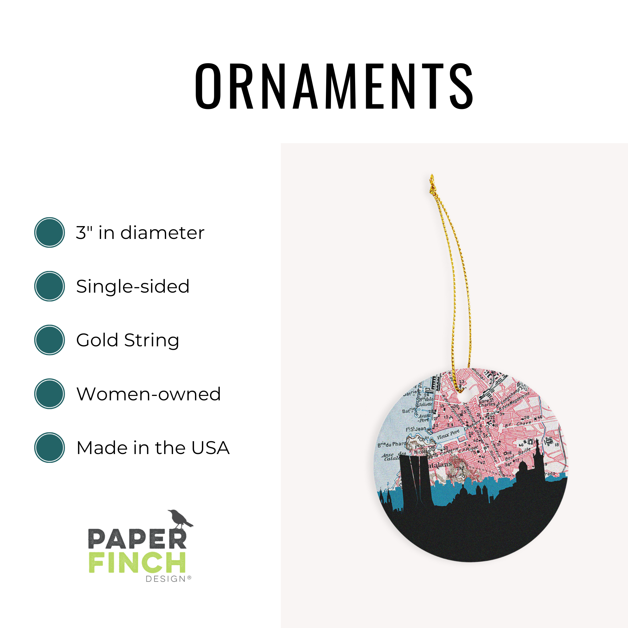 Paperfinch Design - Wholesale Ornament - Alabama city skyline ornament | choose your city13