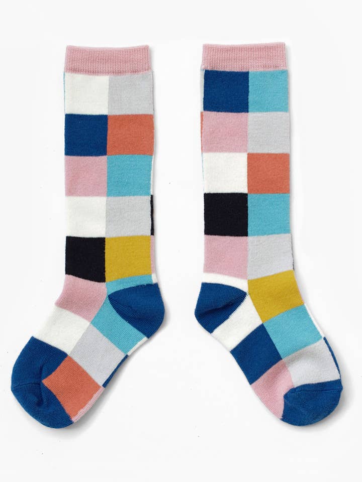 BOXBO – wholesale Strumpor - Barn – Knästrumpor Flower i färgglada rutor0