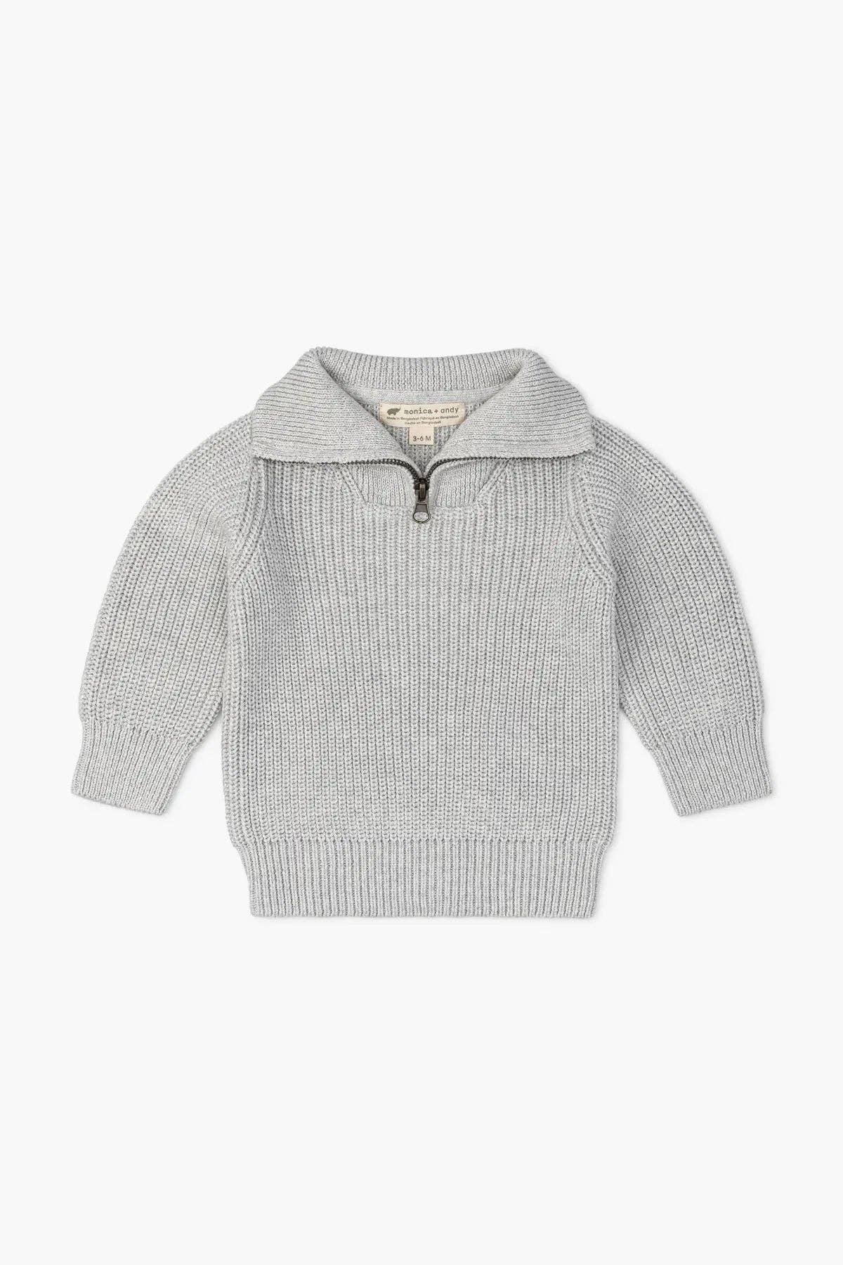 Monica + Andy - Vente Pull en maille – enfant - Pull à grand col gris chiné