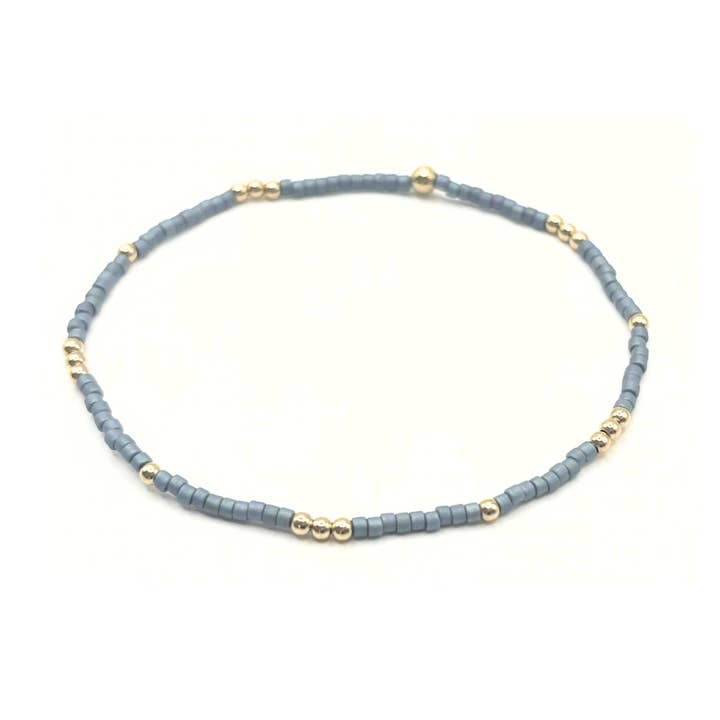 2mm Newport DENIM BLUE + Gold Filled Waterproof Bracelet for wholesale by erin gray