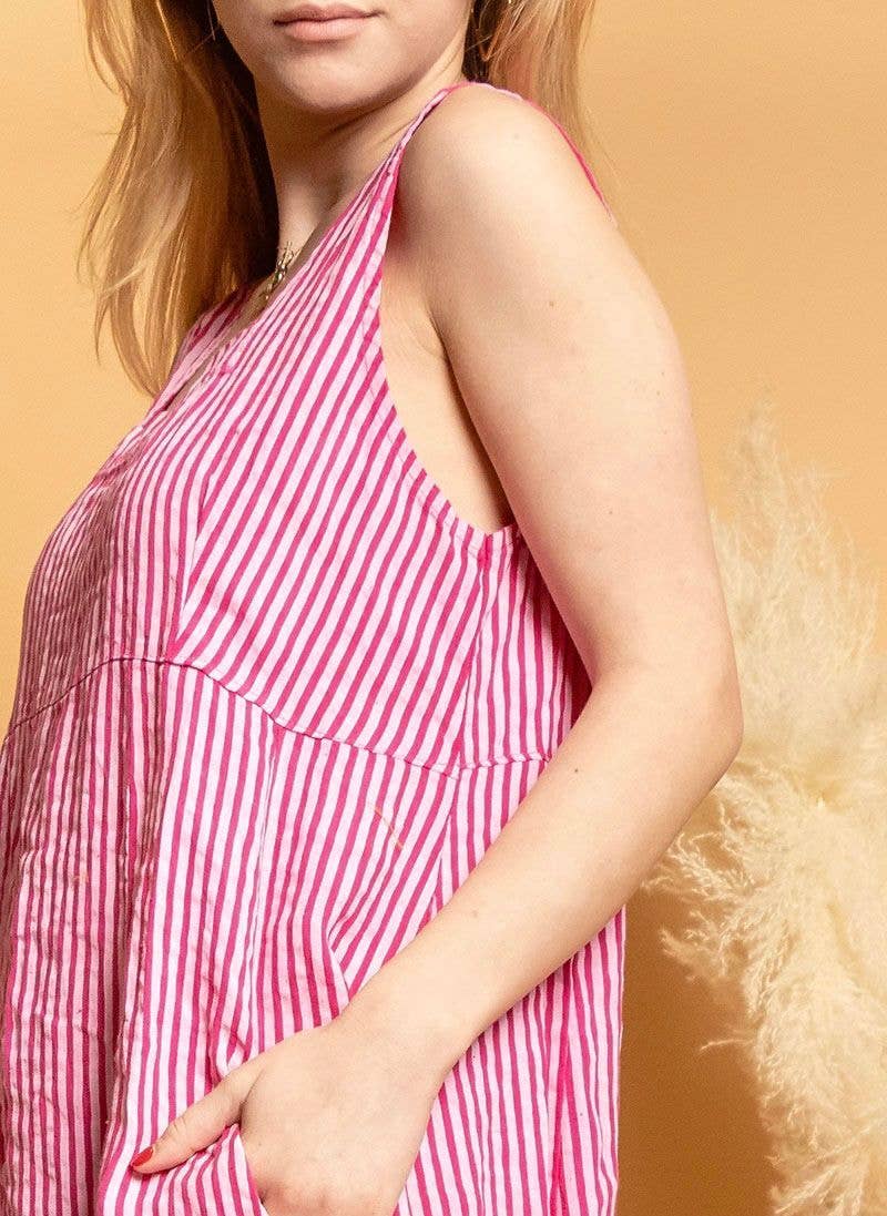 la maison des fibres naturelles - Wholesale Dress - Women's - Sleeveless striped dress 6223stripe 100%LINEN13