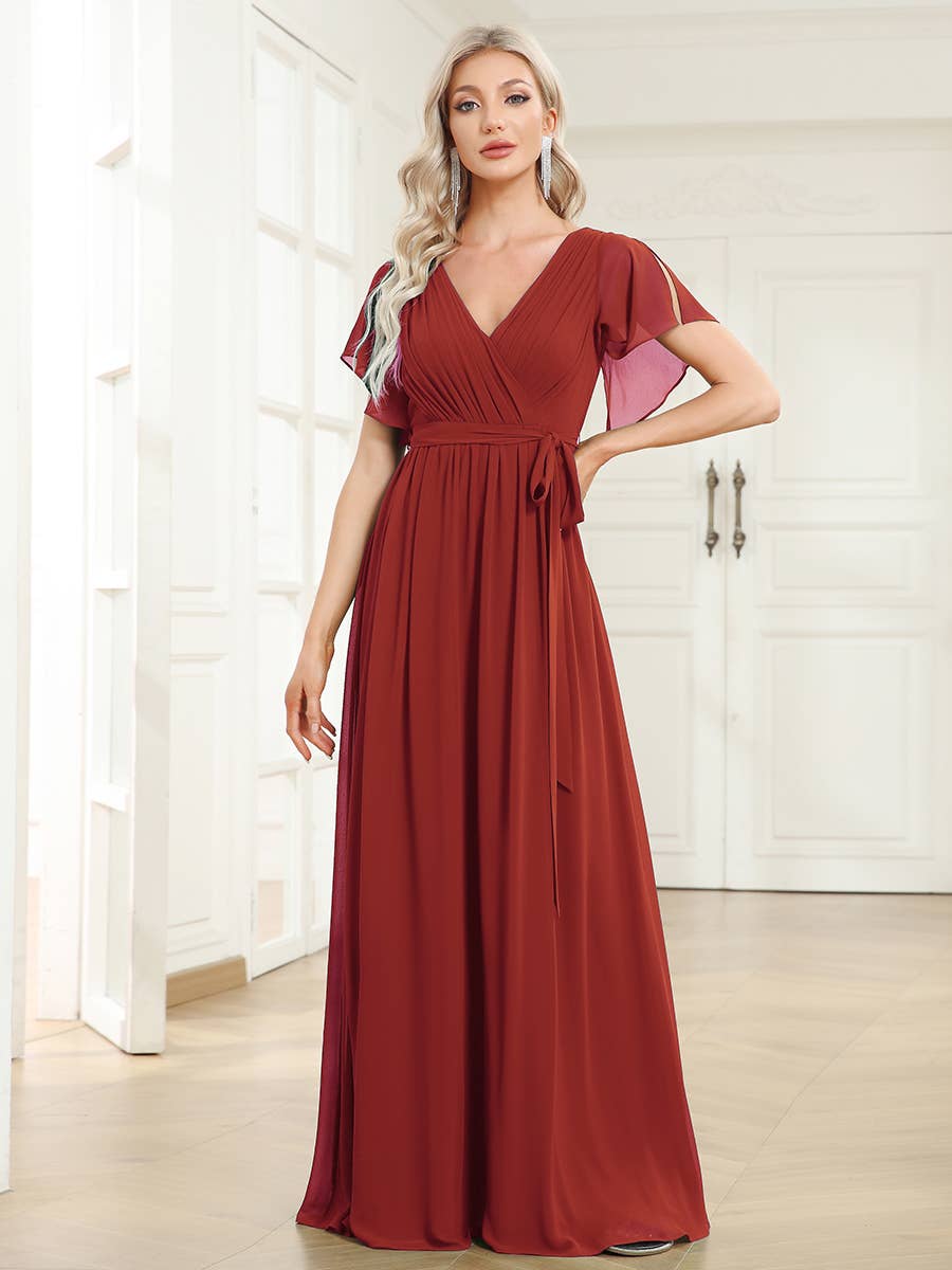 Ever-Pretty - Vente Robe – femme - Robes de soirée à volants à manches courtes exclusives B2B3