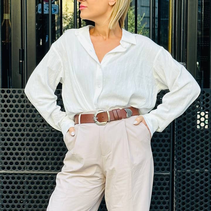 Christina Christi - Wholesale Belt – Women's - Brown Belt, Women Leather Belt, Waist Belt with Silver Buckl1