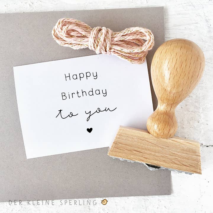 TIMBRO Buon compleanno a te, con cuore, Timbro compleanno per la vendita all'ingrosso da parte di Der kleine Sperling