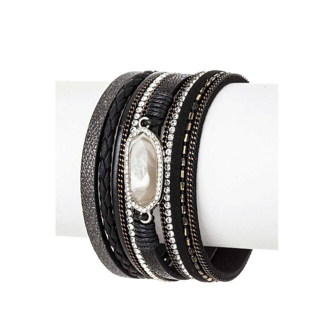 Artini Accessories - Wholesale Cuff Bracelet - Genuine Stone Mix Media Magnetic Cuff2