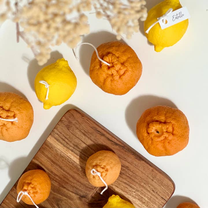 Estelle Studio - Venta al por mayor Velas de diseño llamativo - Vela de cera de soja con forma de limón: Decoración minimalista vegana2