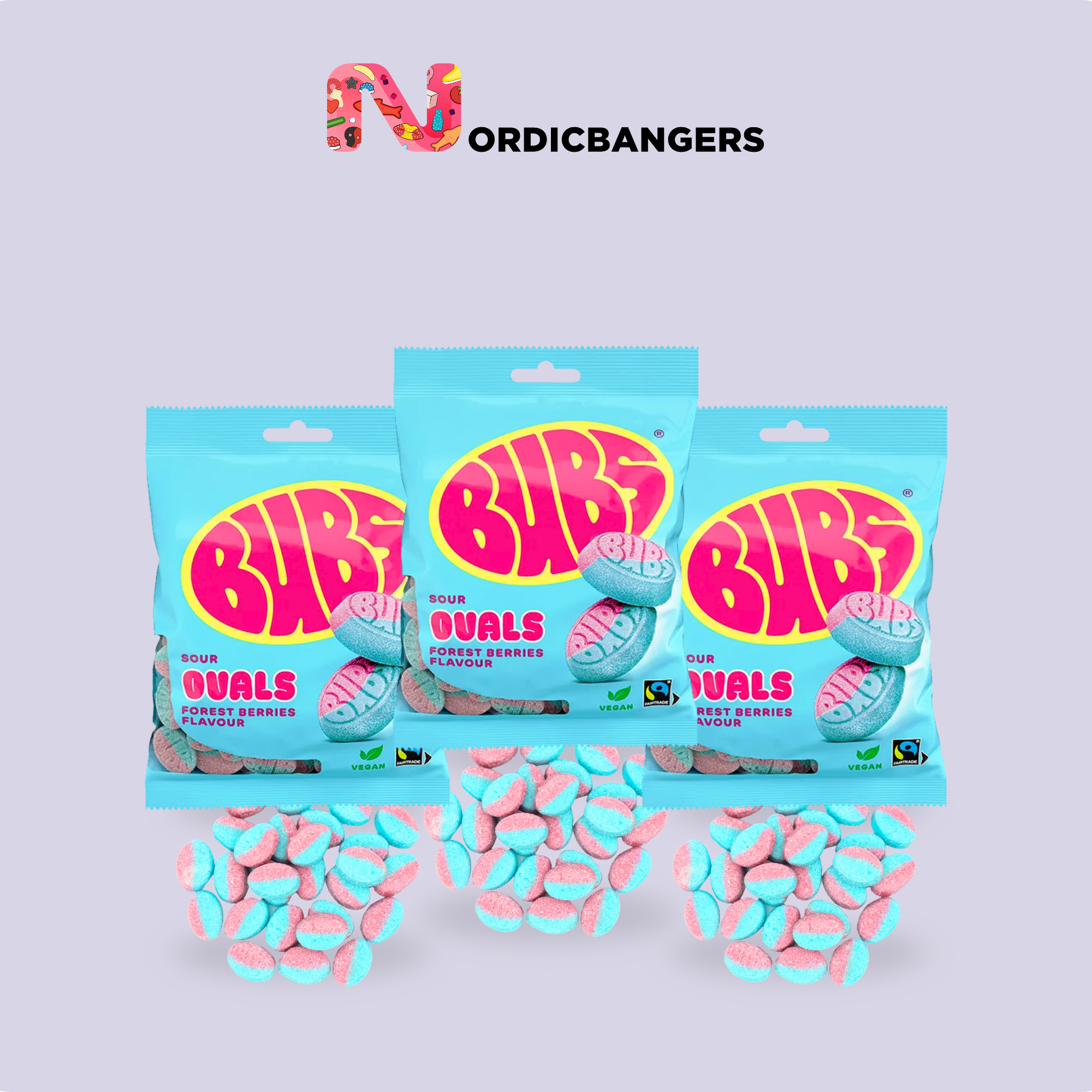 Nordicbangers - Swedish Candy Supply - Vente Bonbons gélifiés - Bubs Framboise & Myrtille Bonbon – 90g Bonbons Végans Suédois3