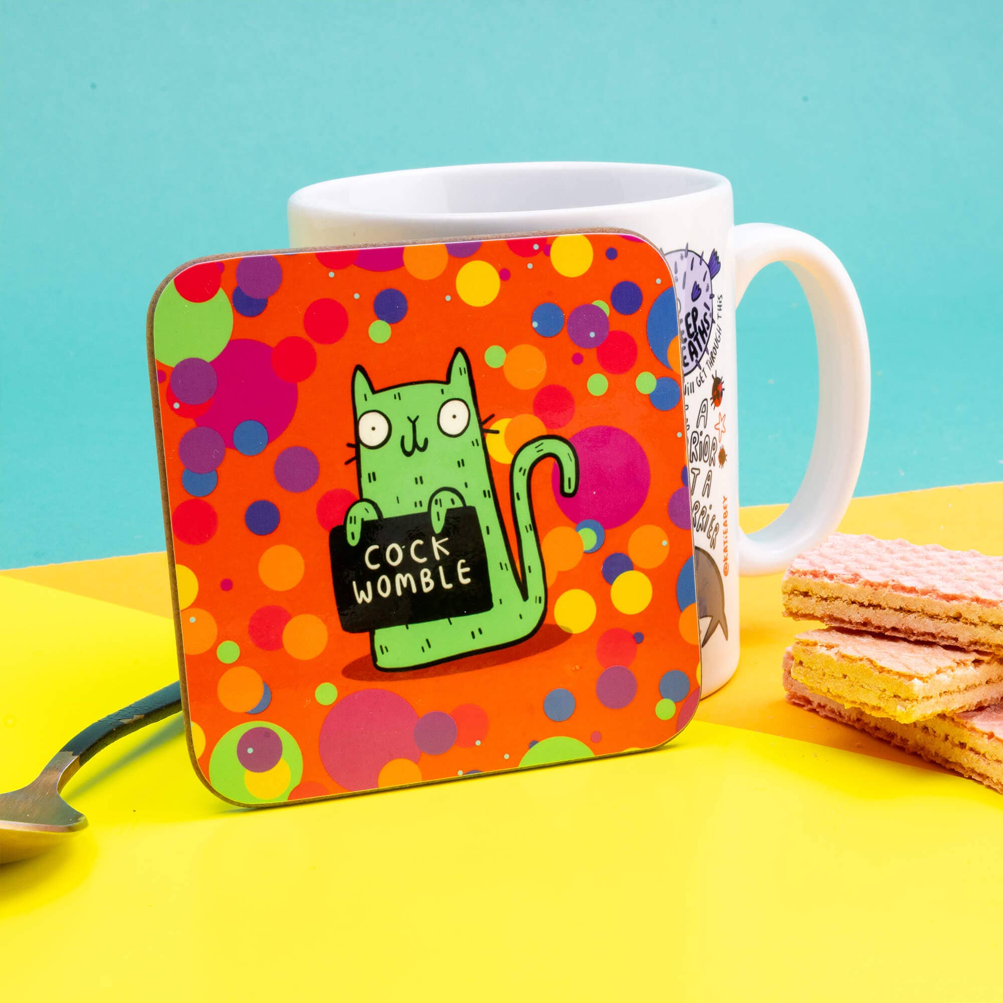 Katie Abey - Wholesale Coasters - Sweary Cat C*ck Womble Coaster0