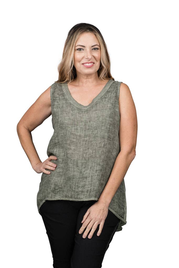 TINA Stephens Italy/Tees By Tina - Wholesale Tunic - Women's - Mona Linen Front/Cotton Back Tank (BT118)7