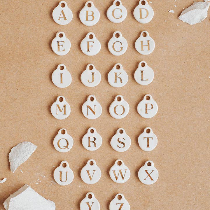 Bel Kai - Wholesale Individual Charm/Pendant - *Jewelry Bar* Ceramic Initial Charm Pre-Pack