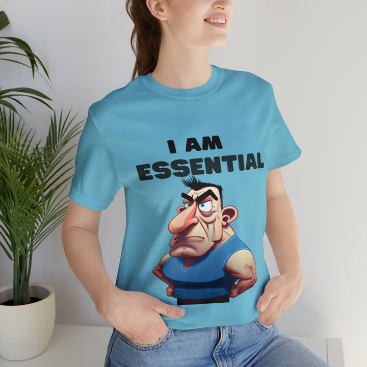 Camiseta de dibujos animados con texto en inglés «I Am Essential», divertida y extravagante para venta al por mayor de Victorholistics