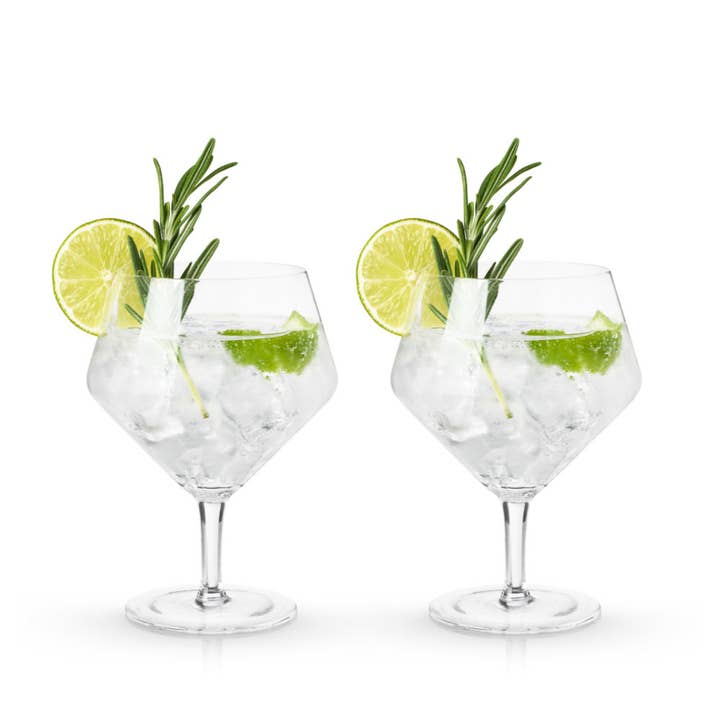 Raye™ Stemmed Angled Crystal Gin and Tonic Glasses Set of 2 for wholesale by Viski