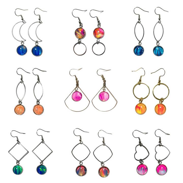 6 piece pre-pack - Original Artwork Medium Earrings for wholesale by Drift Away Studio