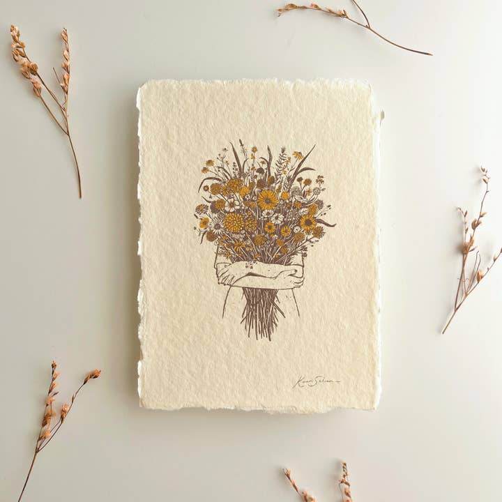 Kaari & Co. - Wholesale Art Print - Flowers in Her Arms Heirloom Art Print on Handmade Paper6