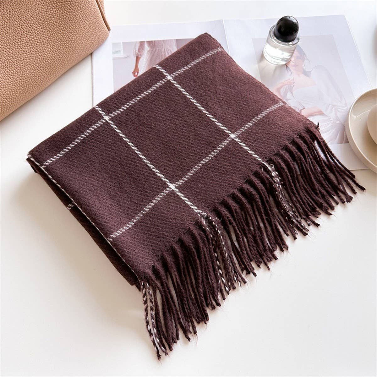 NINEXIS - Wholesale Scarf - Women's - CWASC03356_KOREAN PLAID CASHMERE FEEL UNISEX WINTER SCARF4