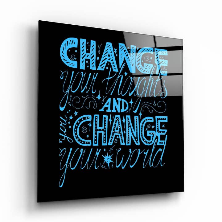 ・"Change Your World - Blue"・Art mural en verre pour la vente par Artdesigna KG