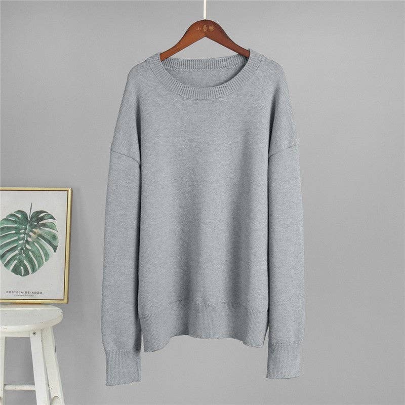 OceanusSwim – wholesale Knitted jumper – Women′s – Round Neck Solid Color Pullover Sweater8