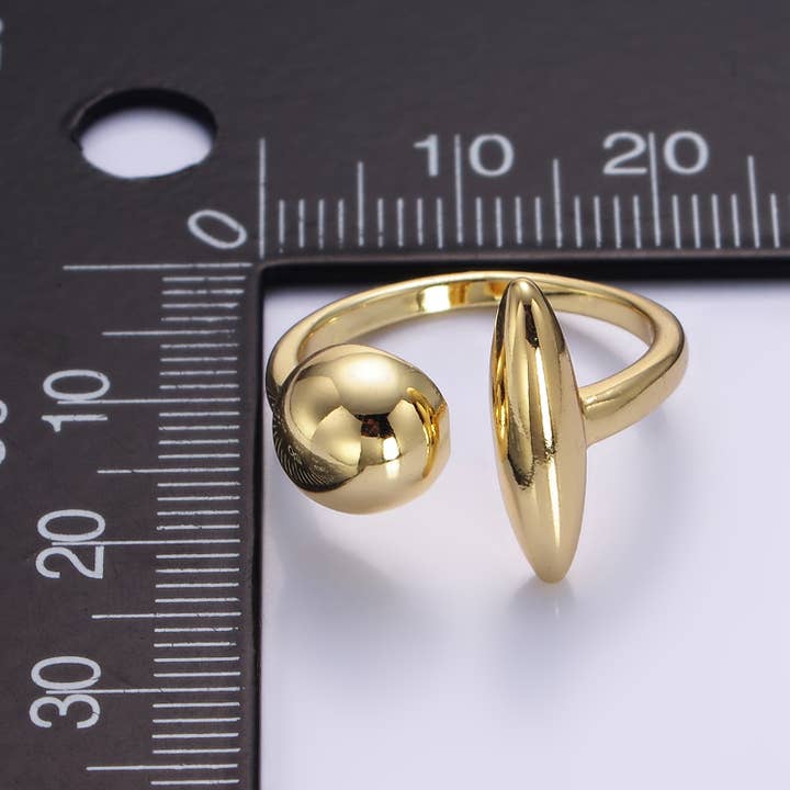 Aim Eternal - Wholesale Cocktail/Statement Ring - 24K Gold Filled Round Sphere Shaped Wrapped Ring | O351