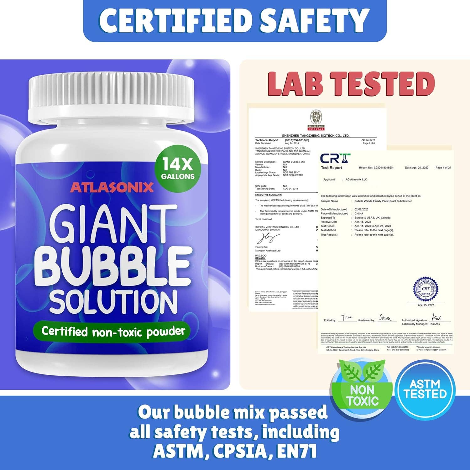 Atlasonix - Wholesale Bubble Wand - Kids - Giant Bubble Solution - Bubbles for Kids - 14 Gallons3