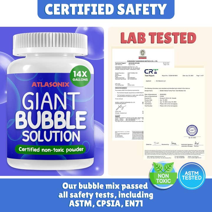 Atlasonix - Wholesale Bubble Wand - Kids - Giant Bubble Solution - Bubbles for Kids - 14 Gallons3