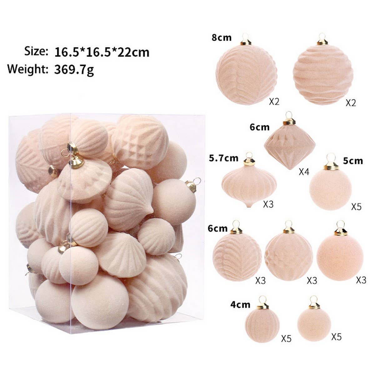 ACCITY - Wholesale Ornament Set - Deluxe Flocked Christmas Ball Ornament Set_CWMM99173