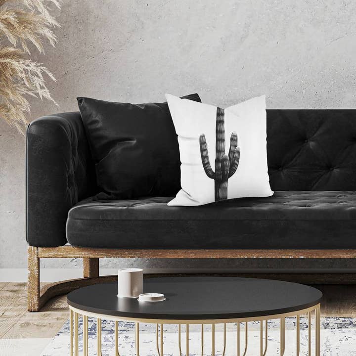 Svart Stor kaktus | Kuddöverdrag inomhus 18 ”x 18" för wholesale på Faire