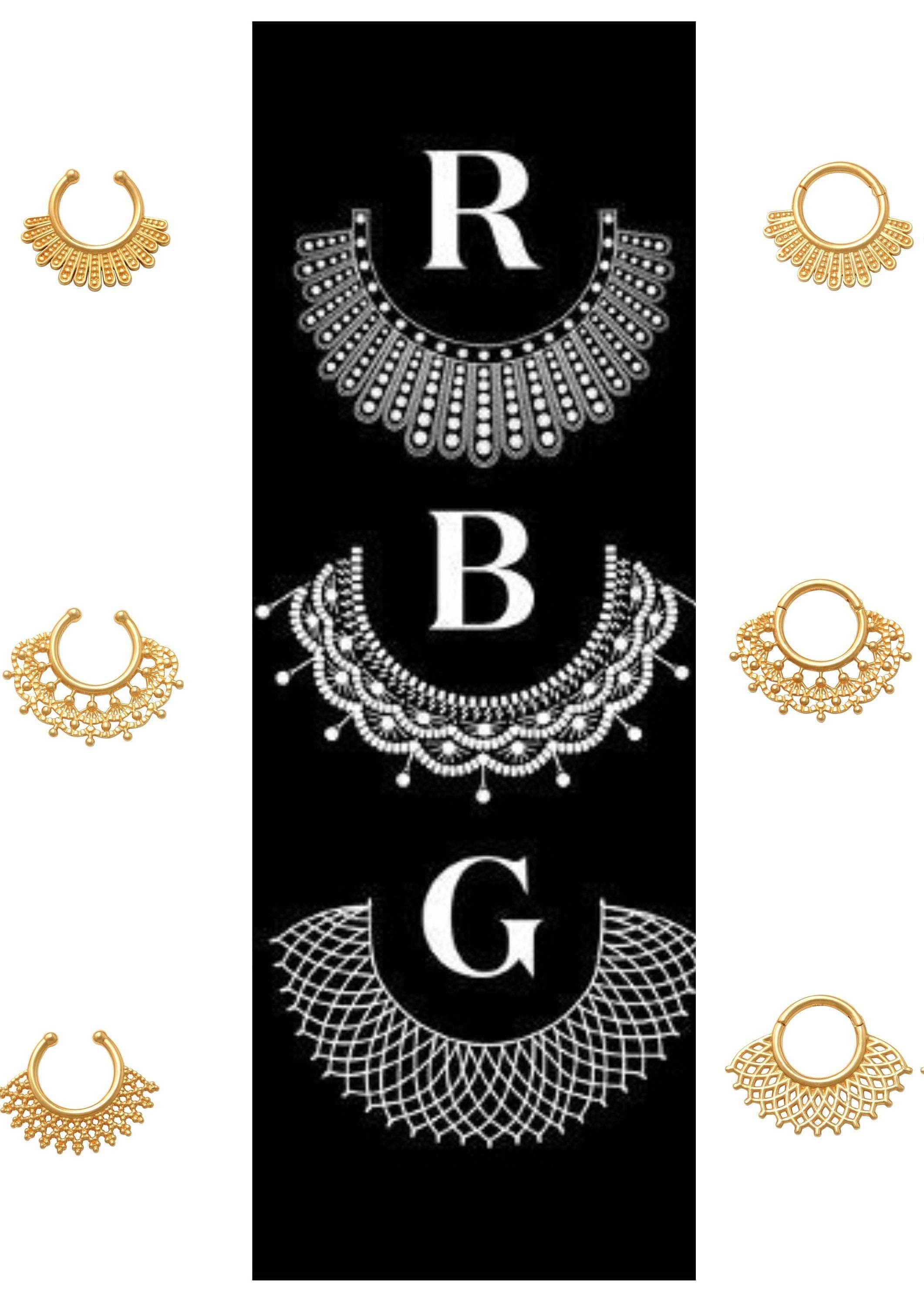 Zahav Jewelry – Brincos de argola por atacado – Ouro maciço 14kt | RBG - Design de gola esque | Ouro maciço | Piercing Daith | Aro de septo | Aros para o nariz | Joias de Moda Septum Clicker I3