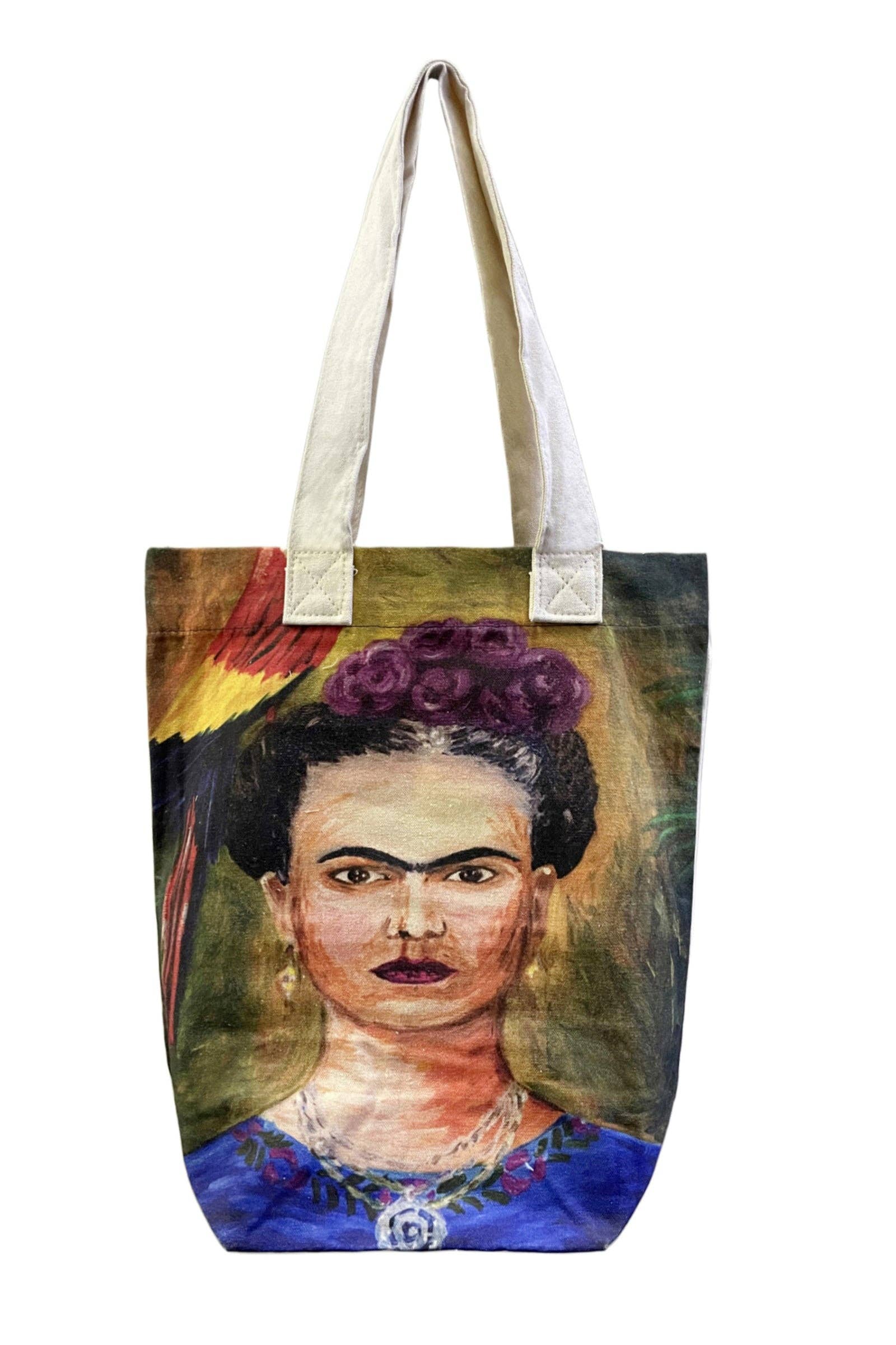 Multi Bolsa de algodão com arte do autorretrato de Frida Kahlo para venda a revendedores na Faire5