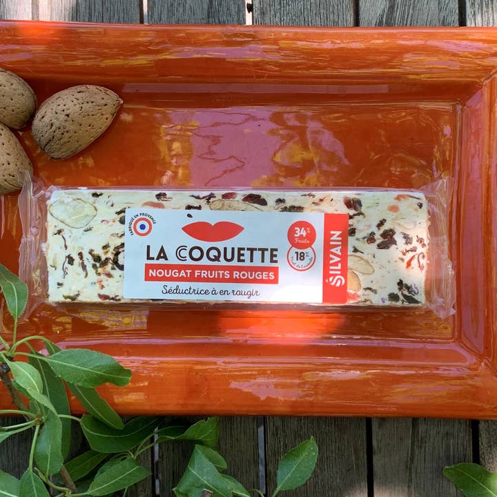 WHITE NOUGAT WITH RED FRUITS - BAR 100g for wholesale by Nougats Silvain