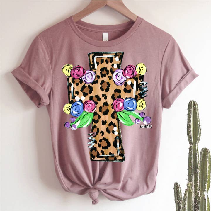Hand Painted Leopard Cross for wholesale by Anagails