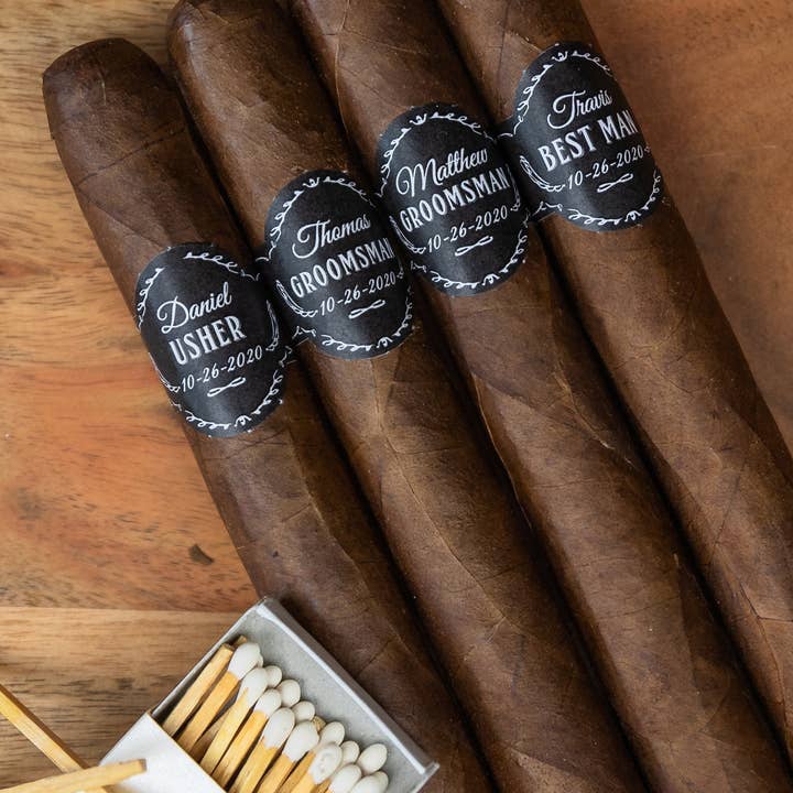 Paprika Paperie - Vente Textes pour étiquette cadeau - Bandes pour cigares personnalisées pour témoins et meilleur homme - Lot de 16 - Étiquettes pour cigares de mariage