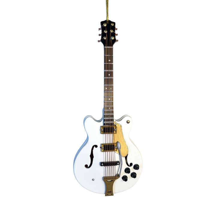 White Falcon Electric Guitar Ornament for wholesale by Broadway Gifts Co