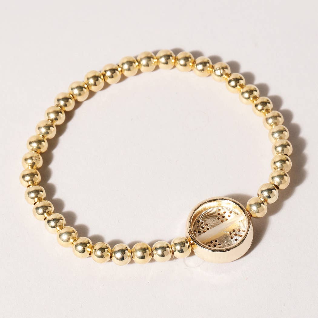 G Pave CZ Clover Gold Beaded Bracelet for wholesale on Faire1