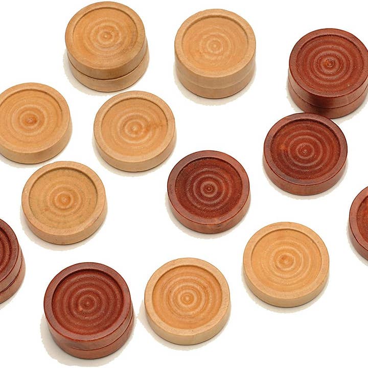Wood Expressions - Wholesale Board Game - Checkers in Brown and Natural Wood - 1.5 in. diameter3