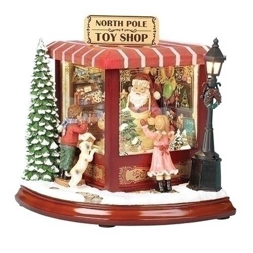 Lighted Musical North Pole Toy Shop for wholesale by Roman