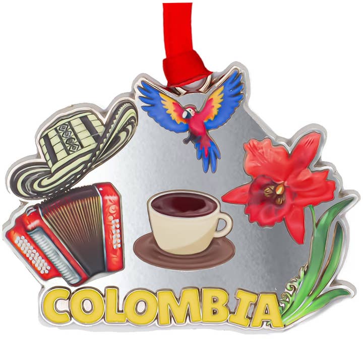 Adorno de Colombia, adorno de metal 3D, regalo colombiano para venta al por mayor de Serendipity